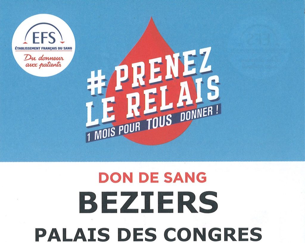 Affiche Don du Sang Palais des Congrès Béziers